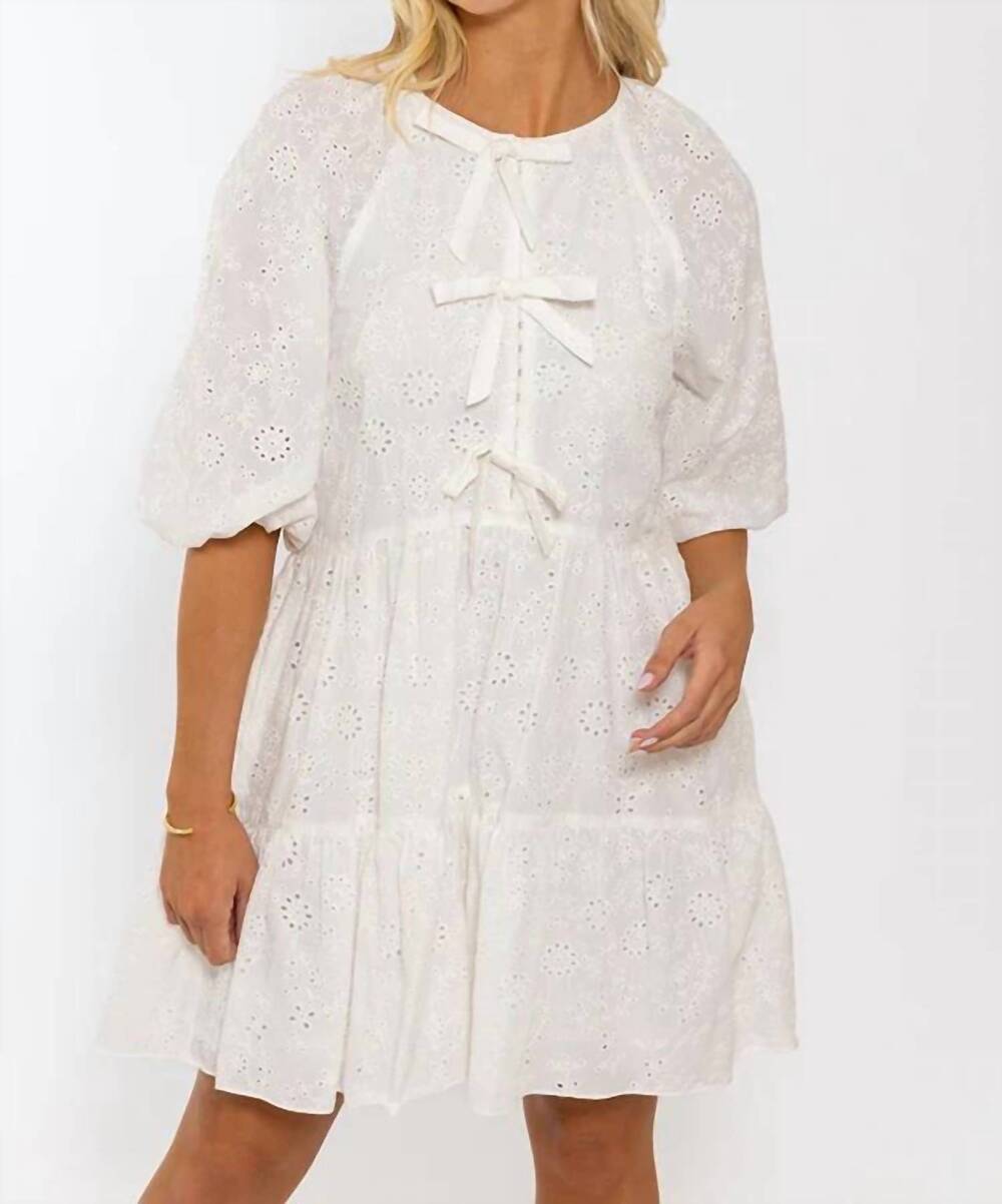 NEW KARLIE women's eyelet tier dress in white